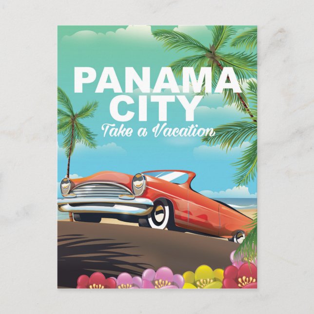 panama city vintage travel poster postcard (Front)