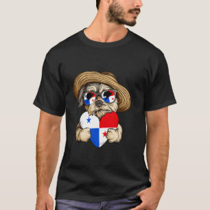 Panama Cute Dog Heart Panamanian Roots Panamanian T-Shirt