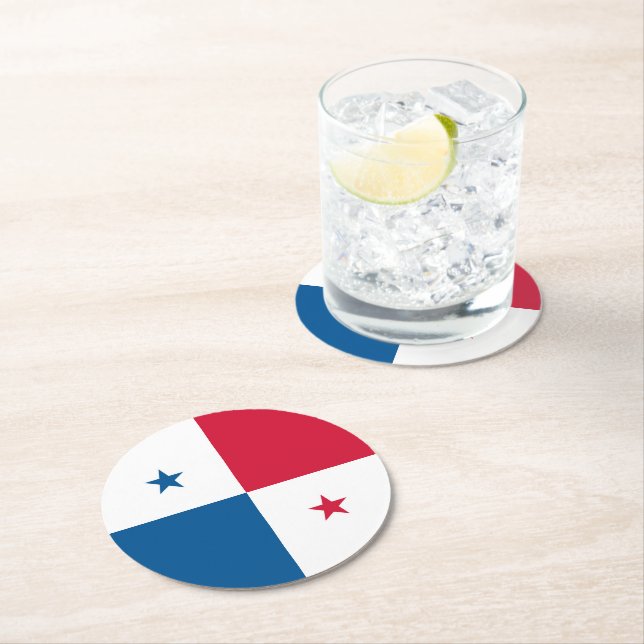 Panama flag round paper coaster (Insitu)
