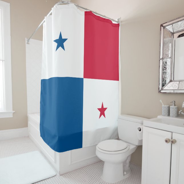Panama flag shower curtain (In Situ)
