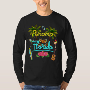 Panama Florida Beach Summer Palm Surf Sun Set Palm T-Shirt