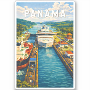 Panama Illustration Travel Art Vintage