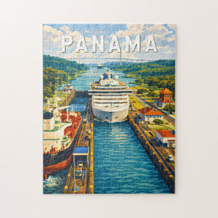 Panama Illustration Travel Art Vintage Jigsaw Puzzle
