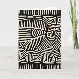 Panama Kuna Indian Mola Pajaro - Black White Card