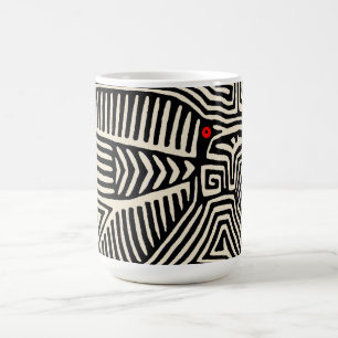 Panama Kuna Indian Mola Pajaro - Black White Magic Mug