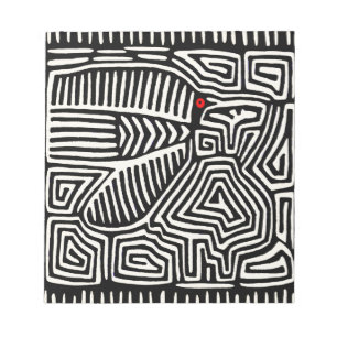 Panama Kuna Indian Mola Pajaro - Black White Notepad