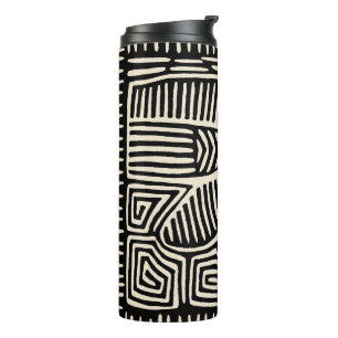 Panama Kuna Indian Mola Pajaro - Black White Thermal Tumbler