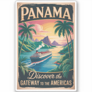 Panama Landscape Illustration Travel Art Vintage