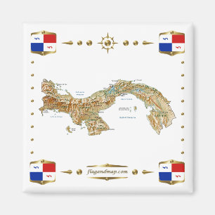 Panama Map + Banners Magnet