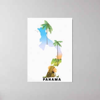 Panama map Illustrated travel poster print. Canvas Print