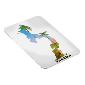 Panama map Illustrated travel poster print. Magnet