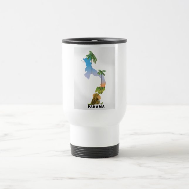 Panama map Illustrated travel poster print. Mug (Center)