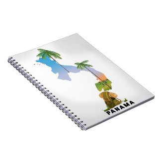 Panama map Illustrated travel poster print. Notebook