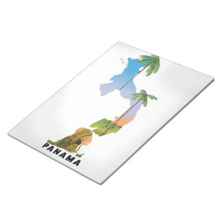Panama map Illustrated travel poster print. Notepad