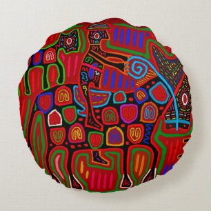 Panama Mola - Save a Horse Ride a Cowboy Round Cushion