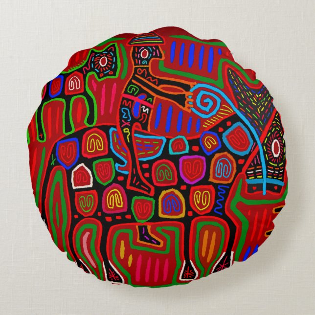 Panama Mola - Save a Horse Ride a Cowboy Round Cushion (Back)