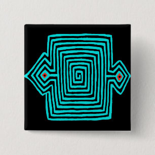 Panama Mola Tortoise - Blue Black 15 Cm Square Badge