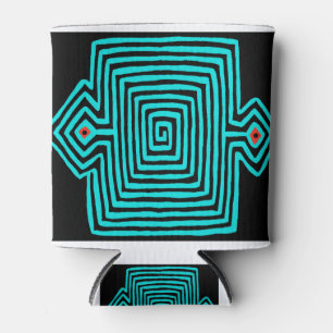 Panama Mola Tortoise - Blue Black Can Cooler