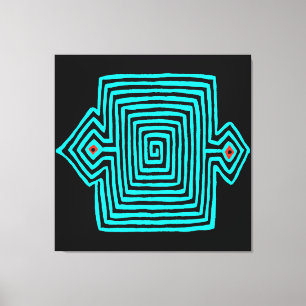 Panama Mola Tortoise - Blue Black Canvas Print