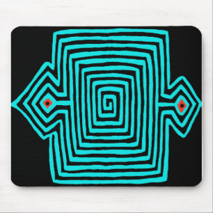 Panama Mola Tortoise - Blue Black Mouse Mat