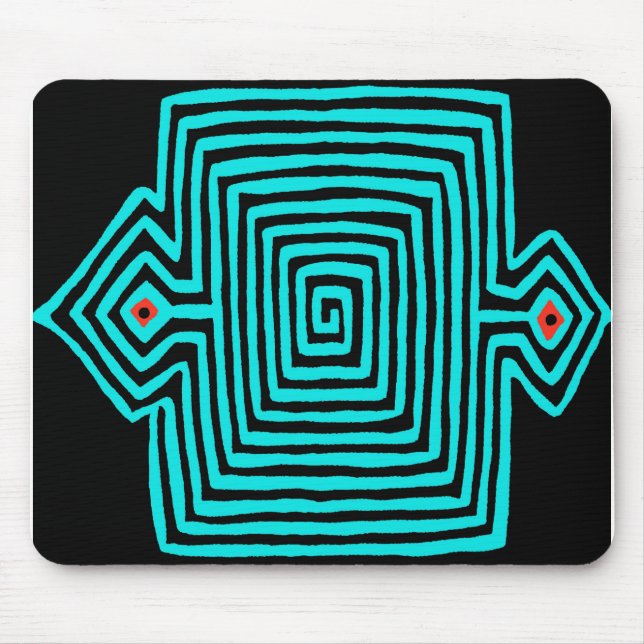 Panama Mola Tortoise - Blue Black Mouse Mat (Front)