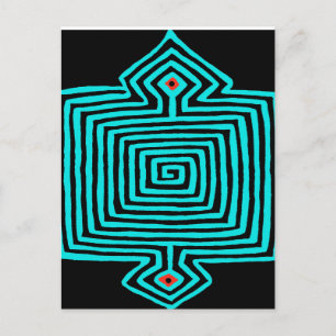 Panama Mola Tortoise - Blue Black Postcard