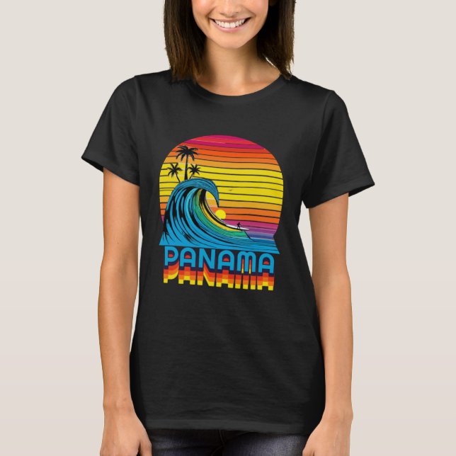 Panama Retro Throwback Surf & Beach Souvenir T-Shirt (Front)