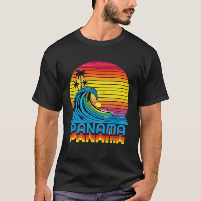 Panama Retro Throwback Surf & Beach Souvenir T-Shirt (Front)