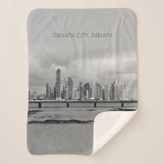 Panama Skyline (text customisable) Sherpa Blanket