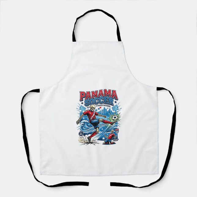 Panama Soccer Skeleton Striker Nations Poster Styl Apron (Front)