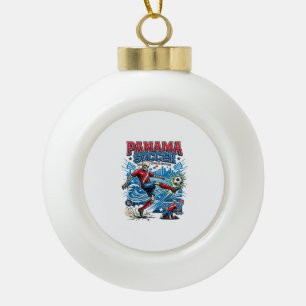 Panama Soccer Skeleton Striker Nations Poster Styl Ceramic Ball Christmas Ornament