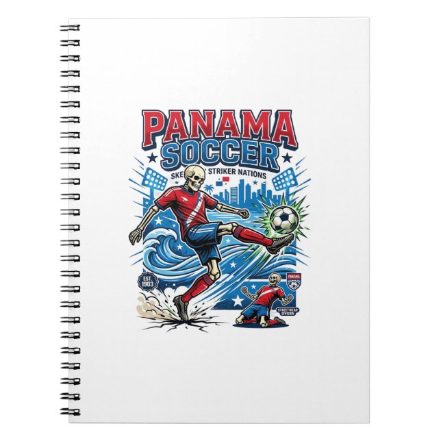 Panama Soccer Skeleton Striker Nations Poster Styl Notebook (Front)