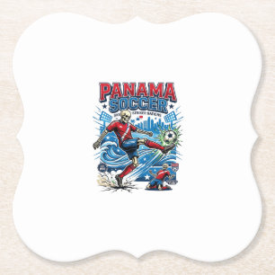 Panama Soccer Skeleton Striker Nations Poster Styl Paper Coaster