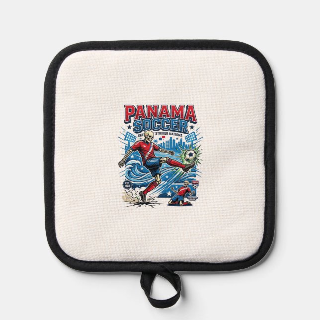 Panama Soccer Skeleton Striker Nations Poster Styl Pot Holder (Front)