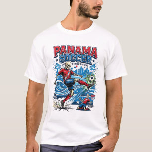 Panama Soccer Skeleton Striker Nations Poster Styl T-Shirt