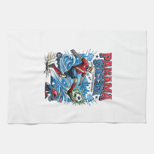 Panama Soccer Skeleton Striker Nations Poster Styl Tea Towel