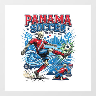 Panama Soccer Skeleton Striker Nations Poster Styl Window Cling