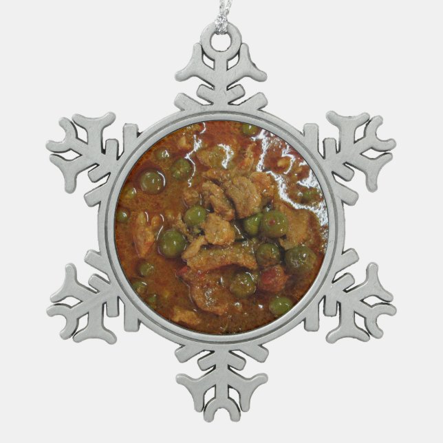 Panang Thai Curry [พะแนง] ... Thailand Street Food Snowflake Pewter Christmas Ornament (Front)