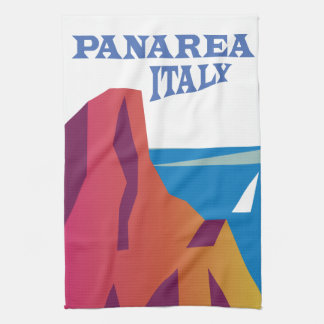 Panarea Italy vintage sailing travel poster Tea Towel