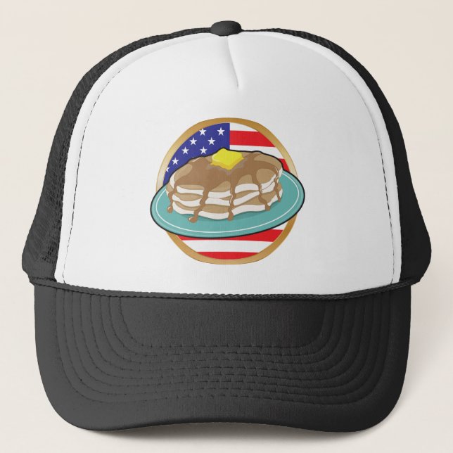Pancake American Flag Trucker Hat (Front)