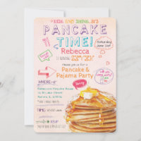 Pancake and Pajama Party Birthday Invitation