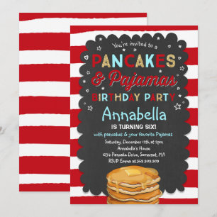 Pancake And Pajamas Birthday Invitation PJ's Party