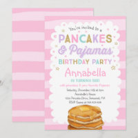 Pancake And Pajamas Birthday Invitation PJ's Party
