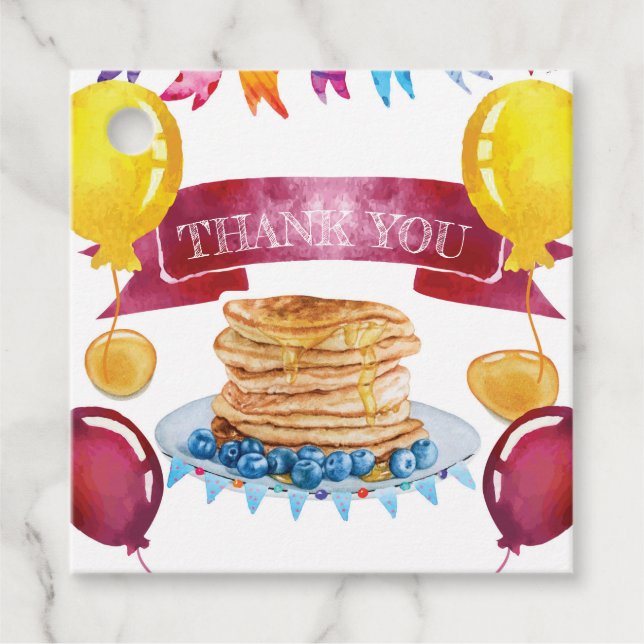 Pancake and Pyjamas Birthday Favour Tags (Front)