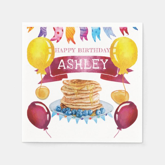 Pancake and Pyjamas Birthday Napkin (Front)