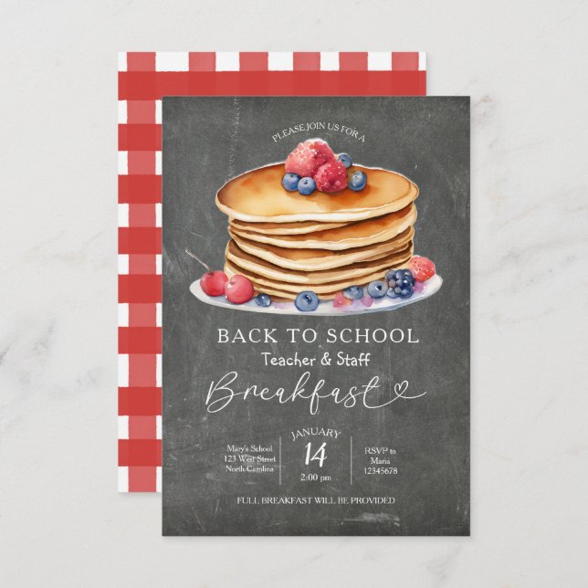 Pancake Back To School Breakfast Invitation (Front/Back)