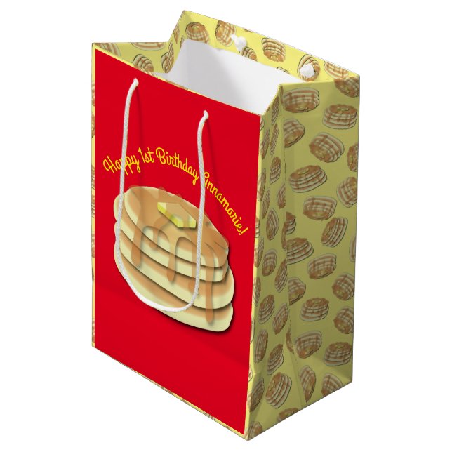 Pancake Birthday Party Flapjack Cute Kids Medium Gift Bag (Front Angled)