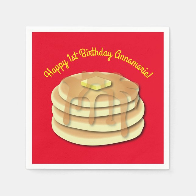 Pancake Birthday Party Flapjack Cute Kids Napkin (Front)