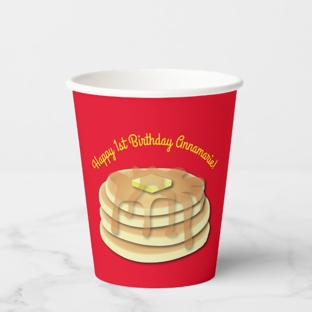 Pancake Birthday Party Flapjack Cute Kids Paper Cups (Front)