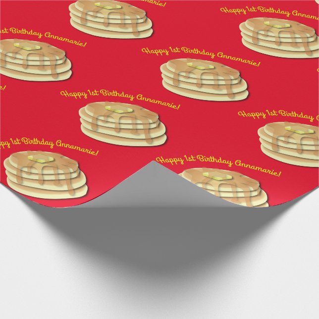 Pancake Birthday Party Flapjack Cute Kids Wrapping Paper (Corner)
